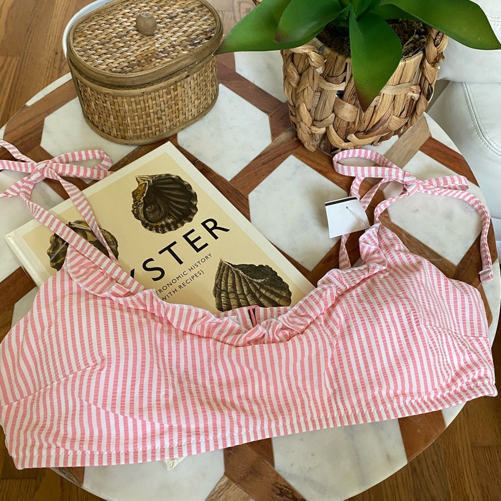 NWT SEERSUCKER AERIE SCOOP BIKINI TOP